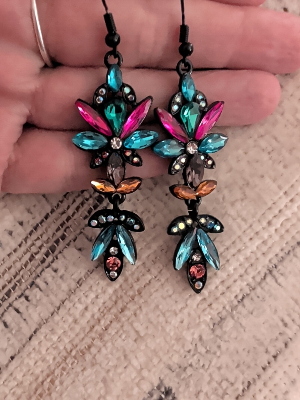 Multicolor Crystal Floral Drop Earrings - Women's Jewelry